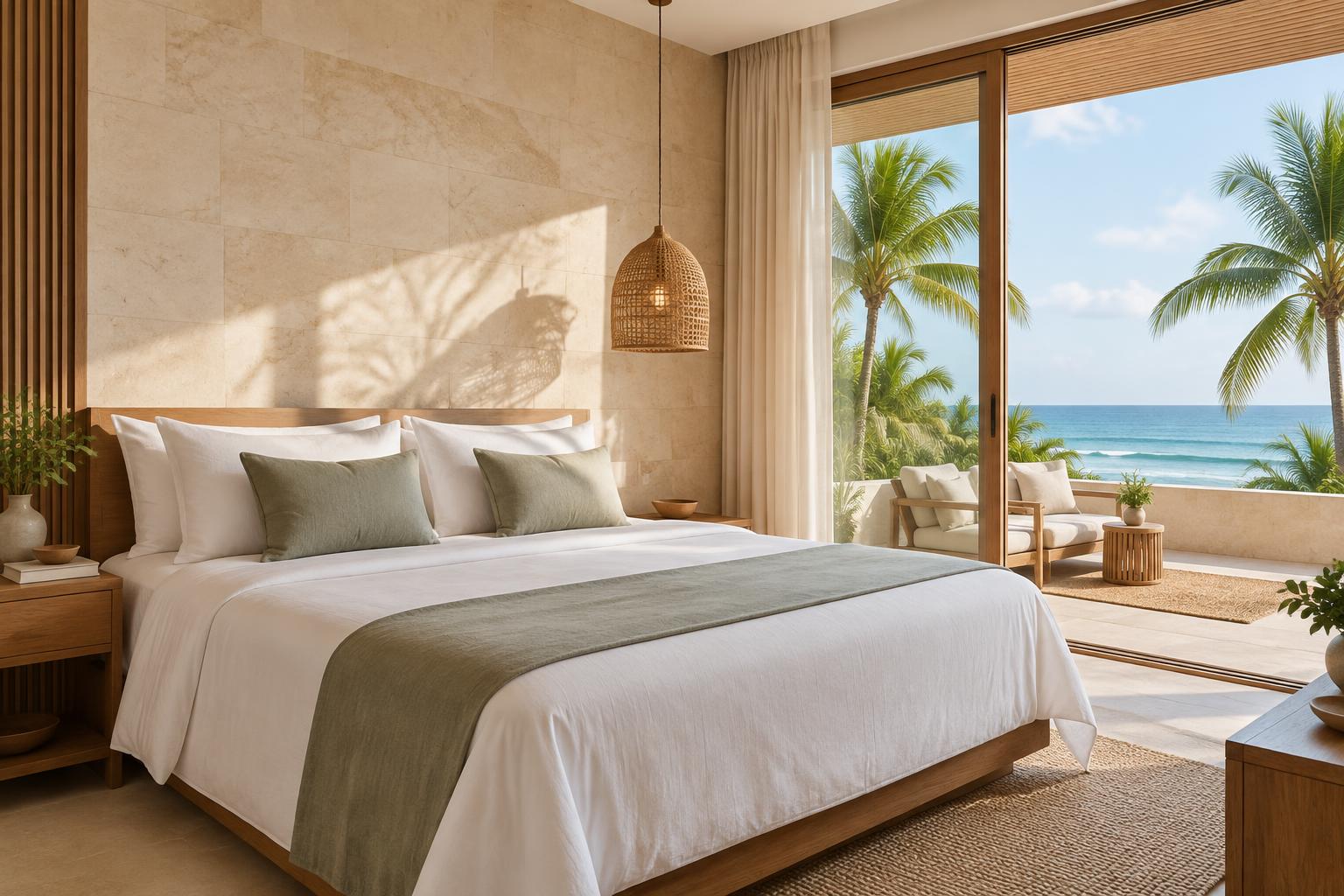 Quarto de uma pousada à beira-mar